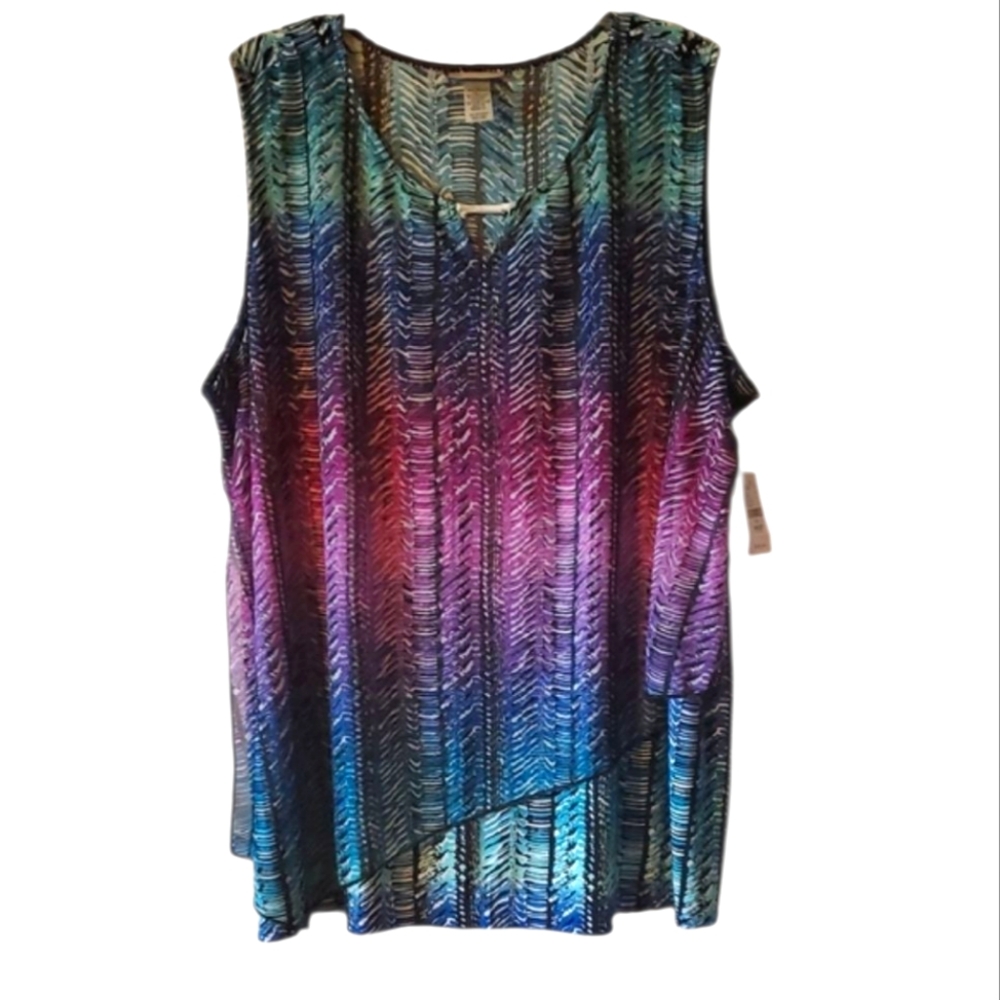 Multicolor Tie-dye design Sleeveless Women's 3X Top Catherines NEW